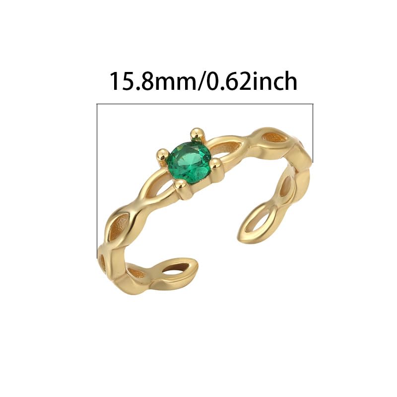 925 Sterling Silver Daisy Toe Ring for Women | 14K Gold Plated Flowers Green CZ Band Open Foot Ring Adjustable Toe Ring Elegant Summer Beach Foot Jewelry Wedding Gifts - color: Green CZ