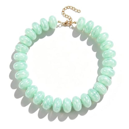 CSIYANJRY99 Chunky Beaded Necklace for Women, Large Colorful Resin Beads Statement Necklace, Boho Summer Beach Vacation Jewelry Gifts - color: Green1