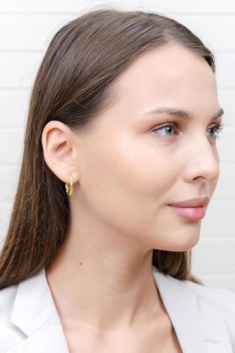 Hoops & Loops 925 Sterling Silver Twisted Hoop Earrings for Women - Hypoallergenic 14K Gold, Rose Gold, Black Flash Plated 2mm Thin Twist Design Round Click-Top Hoops, 15/20/25/30/35/40/50/60mm - color: 15,20,25mm - Gold