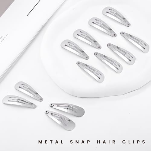 48 PCS Small Metal Barrettes For Women Non Slip Water Drop Snap Clips For Thick Thin Fine Hair Classic Accessories,Silver,1.97 x 0.5 In - color: Silver