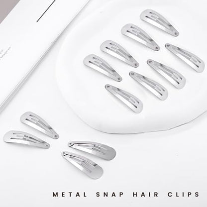 48 PCS Small Metal Barrettes For Women Non Slip Water Drop Snap Clips For Thick Thin Fine Hair Classic Accessories,Silver,1.97 x 0.5 In - color: Silver