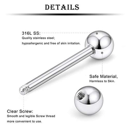 14G Nipple Tongue Rings 6 Pairs Surgical Steel Nipple Nipplerings Shield Ring Barbell Bar Hoop Piercing Body Jewelry CZ Round Shape for Women - color: 13Pairs Silver