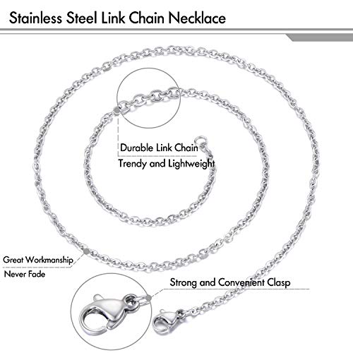 30 Pack 20 Inch Necklace Chain Stainless Steel Link Cable Chain Necklace with Lobster Clasps for DIY Jewelry Making - size: 20 Inches