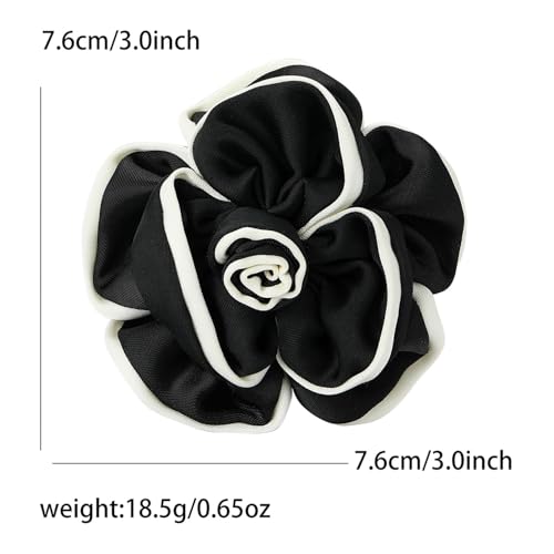 Camellia Flower Brooch Pin for Women Black Flower Brooches Large Fabric Flowers Brooch for Women Dress Accessorie - color: Black flower brooch