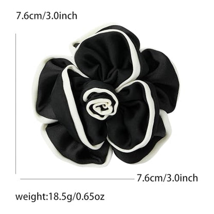 Camellia Flower Brooch Pin for Women Black Flower Brooches Large Fabric Flowers Brooch for Women Dress Accessorie - color: Black flower brooch