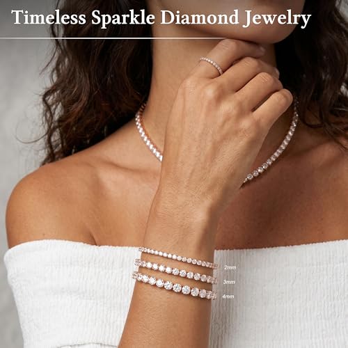 925 Sterling Silver Bracelets for Women Stack, Trendy Tennis Bangle Cuff Jewelry Set 14K Gold Plated, Adjustable Bracelet Set for Wrist Essentials, Women Fashion Watch Band Acecessories - style: Bracelet_3pcs(Rose Gold Tennis Set)