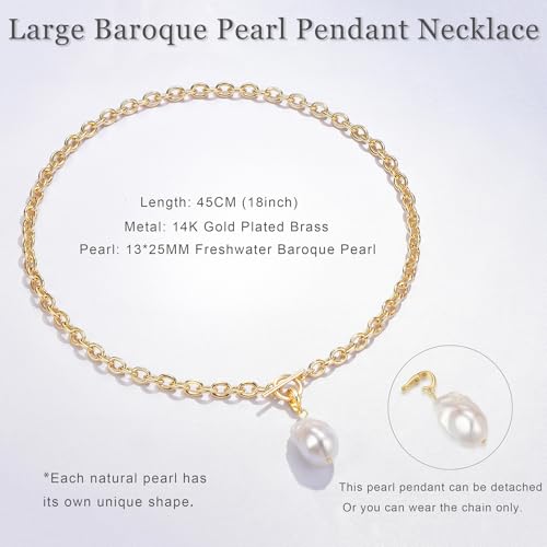 NUZON Sunburst Heart / 2-Tone Interlocking/CZ Evil Eye/Single Pearl/Love Heart Pendant Necklace for Women 14K Gold Chain Necklace Chunky Statement Jewelry - color: Detachable Pearl Pendant