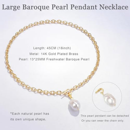 NUZON Sunburst Heart / 2-Tone Interlocking/CZ Evil Eye/Single Pearl/Love Heart Pendant Necklace for Women 14K Gold Chain Necklace Chunky Statement Jewelry - color: Detachable Pearl Pendant
