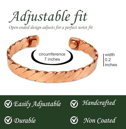 Touchstone Copper Handcrafted Beautiful Braided Magnetic Hand Forged With Solid And High Gauge Braided Pattern Minimalistic Elegance Pure Copper Bracelet In Natural Tone. - style: Braided 10