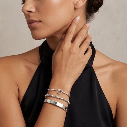 925 Sterling Silver Bracelets for Women Stack, Trendy Tennis Bangle Cuff Jewelry Set 14K Gold Plated, Adjustable Bracelet Set for Wrist Essentials, Women Fashion Watch Band Acecessories - style: Bracelet_3pcs_06(Silver Cuff Set)