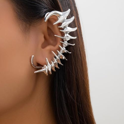 Ear Cuffs for Women, Hook without Pierced Ear Bone Clip Climber Earrings, Butterfly Shaped Ear Clip Wrap Around Earring No Piercing Cuff Earrings for Women - color: Silver-Cartilage
