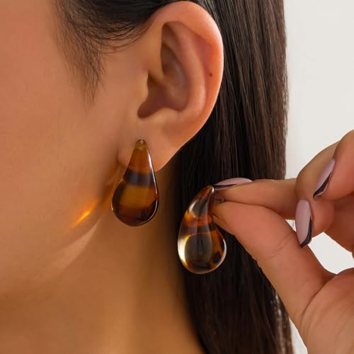 Chunky Hoop Earrings for Women Thick Open Resin Hoops Earrings Fashion Jewelry for Women - style: Style-C