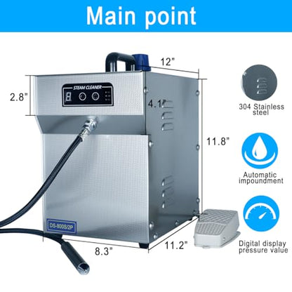 TDRSUPER 1300W Professional Jewelry Steam Cleaner 2L Stainless-Steel Jewelry Cleaning Machine for Silver & Gold High Pressure Gemstone Cleaning Steaming Machine for Jewelry Stores
