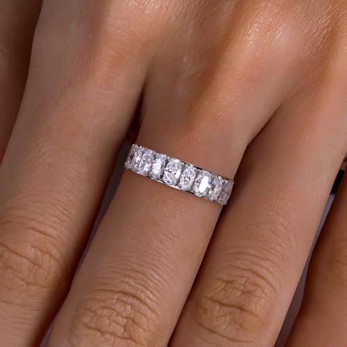 Moissanite Eternity Ring, S925 Sterling Silver Wedding Band for Women - style: Star Prism Eternity Band