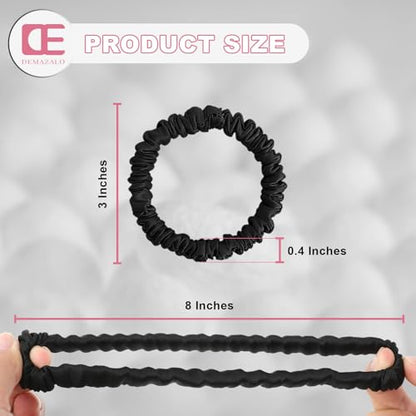 6Pcs Silk Hair Ties 100% Pure Mulberry Silk Scrunchies for Women Girls | No Hair Crease, Anti Frizz, Gentle Hold, No Damage, Black*6 - color: Black