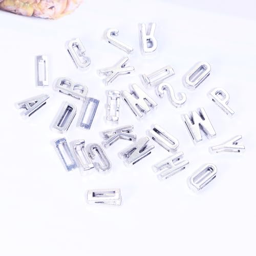 Alphabet Slide Letter Charms Initial A-Z Alphabet Beads for Flat Leather Bracelet Wristbands Necklace Pendant Keychain Mother’s Day Graduation Wedding Jewelry Making, 156PCS - color: Antique Silver