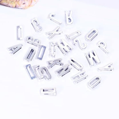 Alphabet Slide Letter Charms Initial A-Z Alphabet Beads for Flat Leather Bracelet Wristbands Necklace Pendant Keychain Mother’s Day Graduation Wedding Jewelry Making, 156PCS - color: Antique Silver