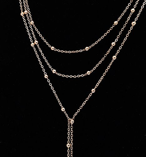 MOLOCH Layer Choker Long Chain Tassel Pendant Necklace Handmade Bead Station y Necklace Charm Chain Jewelry Necklace - color: gold