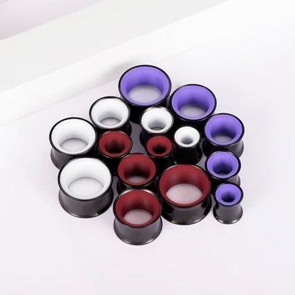 DOEARKO 6PCS Heart Shape Ear Tunnels Plugs Stainless Steel Hollow Double Flared Ear Gauges Tunnels Stretcher Body Piercing Earring Jewelry for Women Men 8mm-19mm - color: 3P-B, size: 8 mm