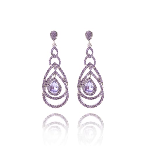 Cute Hollow Crystal Rhinestone Teardrop 8-Shaped Long Dangle Earrings for Women Fashion Strand Jewelry - style: Style11
