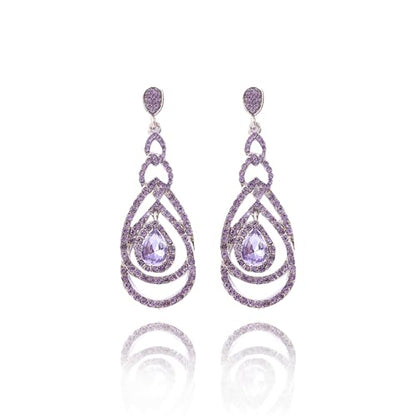 Cute Hollow Crystal Rhinestone Teardrop 8-Shaped Long Dangle Earrings for Women Fashion Strand Jewelry - style: Style11