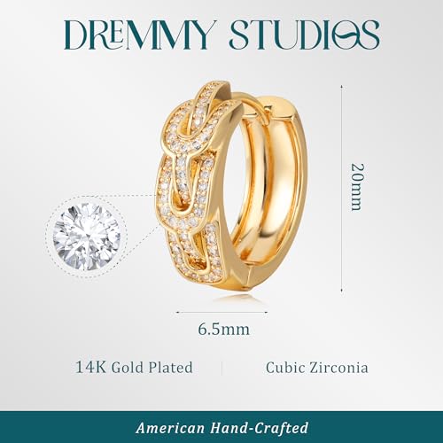 DREMMY STUDIOS Gold Dainty Huggie Hoop Earrings 18K Gold Plated Exquisite Open Tassel Dangle Charm Drop Sleeper Geometric Cross Coin Star Heart White CZ Simple Hypoallergenic Earrings for Women - color: Retro Hoop