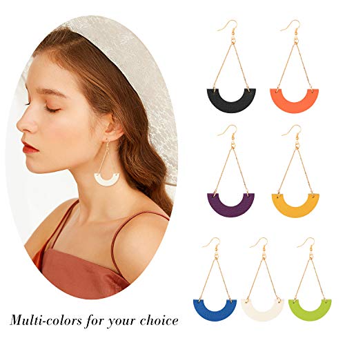 KINIVA Leather Dangle Earrings for Women Trendy, Lightweight Leaf Circle Lightning Earrings Drop, Jewelry Gifts for Women - color: 31 White