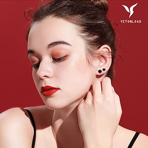 5-6 pairs Push-in Flat Back Stud Earrings Hypoallergenic Surgical Stainless Steel Cubic Zirconia Earrings Studs Set Multi-Pack, CZ Stud Earrings for Women Men Trendy Cartilage Stud Earrings 2-8mm - color: black-4/5/6/7/8mm