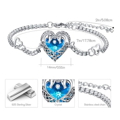 Animal Bracelet for Women 925 Sterling Silver Celtic Dragon/Horse/Wolf Bracelet Adjustable Bracelet Cute Animal Jewelry Gift for Women - style: 01-Celtic Horse Bracelet
