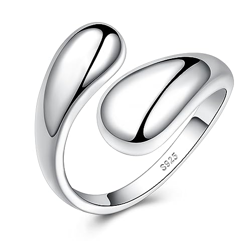 Fookduoduo 925 Sterling Silver Ring Inspirational Jewelry adjustable Wrap Open Rings for Women - style: Chunky Thick Rings