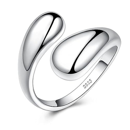 Fookduoduo 925 Sterling Silver Ring Inspirational Jewelry adjustable Wrap Open Rings for Women - style: Chunky Thick Rings