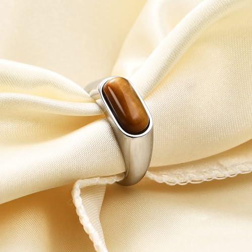 MYNENEY Signet Mens Pinky Rings Statement Wedding for Women - color: Brown stone