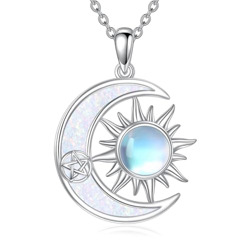 LUHE Star Moon Necklace for Women Sterling Silver Moon Pendant Necklace Star Jewelry Gifts for Women - style: star moon 1