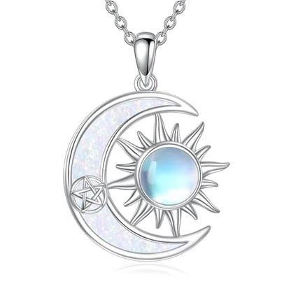 LUHE Star Moon Necklace for Women Sterling Silver Moon Pendant Necklace Star Jewelry Gifts for Women - style: star moon 1
