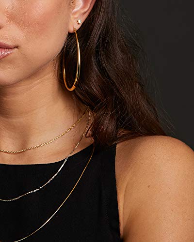 Milla Oval Hoop Earrings for Women | Elegant Polished 14K Gold, Rose Gold or Silver Plated Hoops with Secure Latch Closure, Hypoallergenic & Lightweight - color: 14K Gold Plated / 2.6 in - LARGE