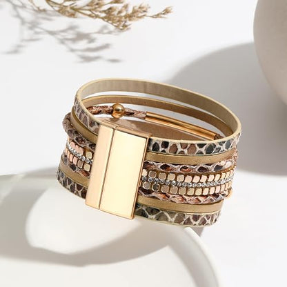 Long tiantian Boho Western Bracelets for Women Leather Wrap Bracelets Turquoise Bracelet Western Jewelry Country Concert Outfits - color: wrap bracelet(brown)