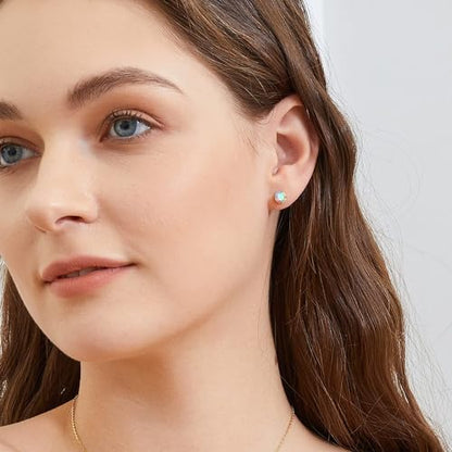 VOLUKA Cubic Zirconia Stainless Steel Screw Flat Back Earring - Hypoallergenic Stud Earrings for Women & Men - 316L Titanium CZ Stud Earrings for Nickel-Free, Trendy & Elegant - color: 1 Pair- 6mm Flat Back -AB White