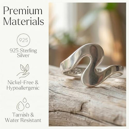 Sterling Silver Toe Ring, Adjustable Open Band, Handmade | Fits Toe, Knuckle or Pinky Ring | One Size Fits Most | Comfortable to Wear | Minimalist Style | Water Resistant - style: Swirl Band