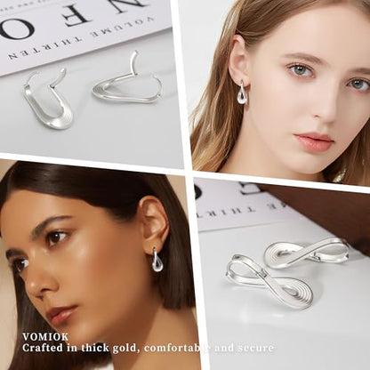 Gold Silver Huggie Hoop Earrings for Women 18K Gold & Sterling Silver Plated Cubic Zirconia Hoop Earrings Double Small Huggie Earring Lightweight Hypoallergenic Trendy Jewelry Gift - color: 03-Minimalist Silver