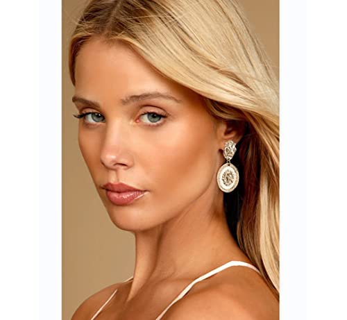Gold Metal Clip On Earrings for Women Non Pierced Dangle Drop Earrings Multiple Styles - color: gold lion head