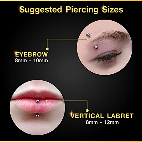 Surgical Steel Curved Barbell Ring 16g 5/16 8mm 3mm Ferido Ball Helix Earring Eyebrow Piercing Jewelry Choose Colors and Size - color: 2pcs 12mm Clear