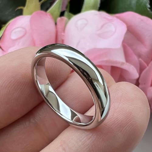 TUTISS 2mm 3mm 4mm 5mm 6mm 7mm 8mm 10mm White Tungsten Rings for Men Women Engagement Wedding Bands Domed Polished Shiny Comfort Fit - color: 5mm White Tungsten