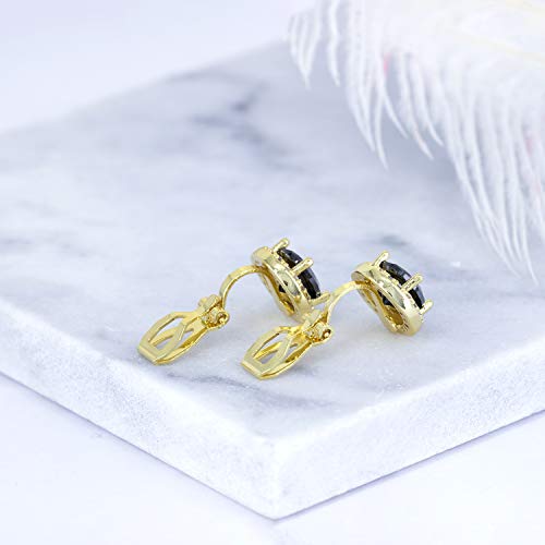 YOQUCOL 8MM Cubic Zirconia Crystal Clip On Stud Earrings Round Non Pierced Earrings for Women - color: Gold-Black