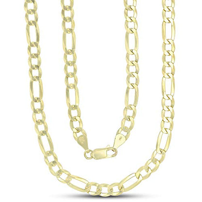 14K Gold or Rhodium Plated Silver Figaro Chain For Men | 1mm-13mm Thick | Solid 925 Figaro Italian Necklaces For Men - style: 5.50MM- Yellow