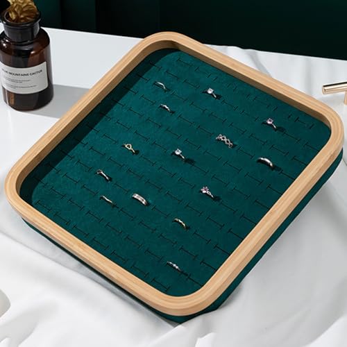 Ring Display Tray - Earring Storage Plate - Velvet Protection & Jewelry Display - Stackable Jewelry Organizer Trays for Collectibles & Gems,Green,Square 104 Slots - color: Green, size: Square 104 slots