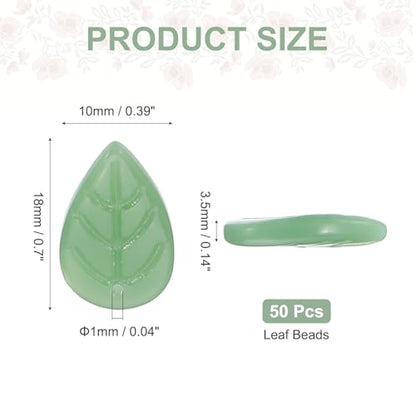 PATIKIL Leaf Beads, 50Pcs Crystal Translucent Czech Glass Beads for DIY Jewelry Making Bracelets Necklace, Jade Green - color: Jade Green