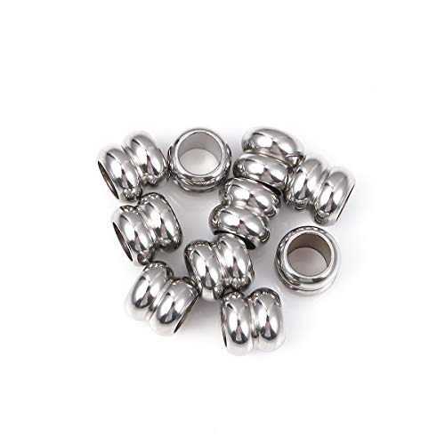 Stainless Steel Spacer Beads 8x9mm Double Threaded Loose Charm Caps Beads for DIY Jewelry Making 10pcs with 6mm Hole - color: 8x9mm 6mm