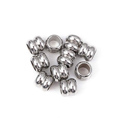 Stainless Steel Spacer Beads 8x9mm Double Threaded Loose Charm Caps Beads for DIY Jewelry Making 10pcs with 6mm Hole - color: 8x9mm 6mm