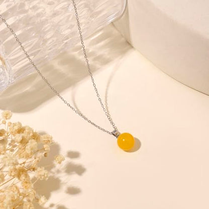 Natural Jade Necklace for Women Sterling Silver Adjustable Handmade Green Jade Pendant Necklaces Healing Crystal Necklace Good Luck Gift for Her - style: Citrine Necklace
