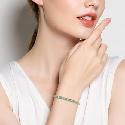 JoycuFF Gifts for Women Inspirational Gifts for Teen Healing Natural Stone Bracelets for Women Friends Sister - style: Life is tough-Green Aventurine